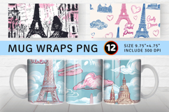 Girly Dreams Paris Sketchnote Mug Wrap Sublimation Designs Product Image 1