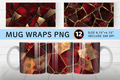 Burgundy and Gold Stained Glass Mug Wrap Sublimation Designs Product Image 1