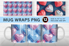3D Puffy Hearts Mug Wrap Sublimation Designs Product Image 1
