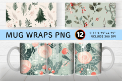 Blush Sage Christmas Mug Wrap Sublimation Designs Product Image 1