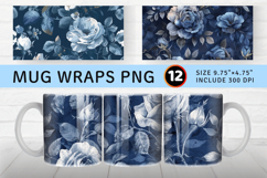 Vintage Navy Roses Mug Wrap Sublimation Designs Product Image 1