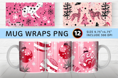 Pink Leopard Christmas Mug Wrap Sublimation Designs Product Image 1