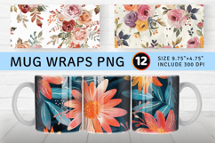 Boho Bouquet Flowers Mug Wrap Sublimation Designs Product Image 1