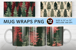 Red &amp; Green Pine Trees Mug Wrap Sublimation Designs Product Image 1