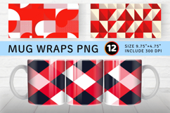 Red and White Geometric shape Mug Wrap Sublimation Designs Product Image 1