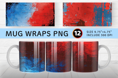 Red &amp; Blue Grunge Mug Wrap Sublimation Designs Product Image 1