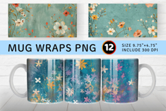 Whimsical Floral Mug Wrap Sublimation Designs Product Image 1