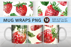 Watercolor Strawberry Mug Wrap Sublimation Designs Product Image 1