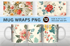 Retro Wedding Flowers Mug Wrap Sublimation Designs Product Image 1
