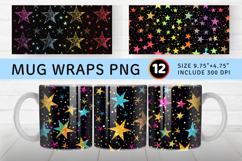 Glitter Neon Stars Mug Wrap Sublimation Designs Product Image 1