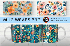 Boho Flower Garden Mug Wrap Sublimation Designs Product Image 1