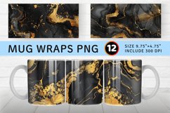 Black &amp; Gold Alcohol Ink Mug wrap Sublimation Designs Product Image 1