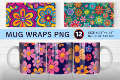 Funky Groovy Boho Flowers Mug Wrap Sublimation Designs Product Image 1