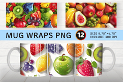 Colorful 3D Fruits Mug Wrap Sublimation Designs Product Image 1
