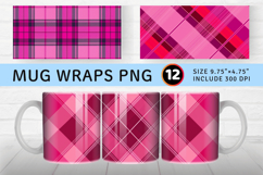 Hot Pink Plaid Mug Wrap Sublimation Designs Product Image 1