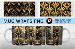 Black &amp; Gold Art Deco Mug Wrap Sublimation Designs Product Image 1