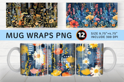 Cityscape Wildflowers Mug Wrap Sublimation Designs Product Image 1