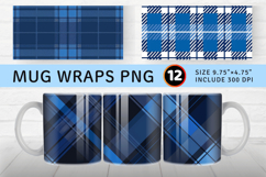 Winter Blue Plaid Mug Wrap Sublimation Designs Product Image 1