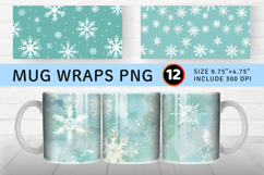 Pastel Aqua Dream Snowflakes Mug Wrap Sublimation Designs Product Image 1