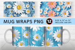 Spring Daisy Paper Craft Flowers Mug Wrap Sublimation Design Product Image 1