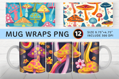 70s Groovy Mushrooms Mug Wrap Sublimation Designs Product Image 1