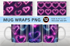 Pink Neon Hearts Mug Wrap Sublimation Designs Product Image 1