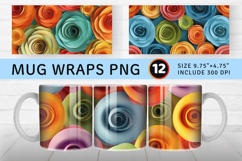 Rolled Paper Flowers Mug Wrap Sublimation Designs Product Image 1