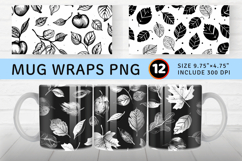 Black &amp; White Autumn Mug Wrap Sublimation Designs Product Image 1