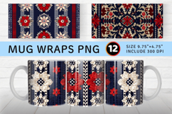Patriotic Knitted Floral Plaid Mug Wrap Sublimation Designs Product Image 1