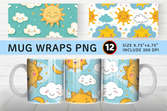 Happy Cute Sun Clouds Childish Mug Wrap Sublimation Designs Product Image 1