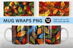 Stained Glass Fall Leaves Mug Wrap Sublimation Designs Product Image 1