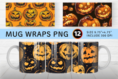 Halloween with Pumpkin Mug Wrap Sublimation Designs Product Image 1
