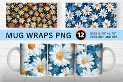 Daisy Embroidery Flowers Mug Wrap Sublimation Designs Product Image 1