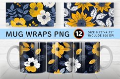 Navy Sunshines Floral Mug wrap Sublimation Designs Product Image 1