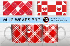 Valentine Day Red White Plaid Mug Wrap Sublimation Designs Product Image 1