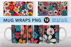 Whimsical Funky Flowers Mug Wrap Sublimation Designs Product Image 1