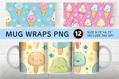 Kawaii Ice Cream Mug Wrap Sublimation Designs Product Image 1