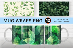 Green Gentle Leaves Mug Wrap Sublimation Designs Product Image 1