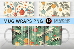 Retro Christmas Mug Wrap Sublimation Designs Product Image 1