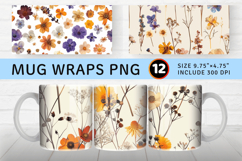 Dry Pressed Flowers Mug Wrap Sublimation Designs Product Image 1