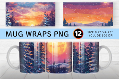 Winter Dreamy Sunset Mug Wrap Sublimation Designs Product Image 1