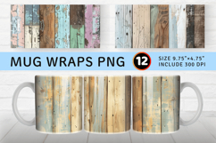 Shabby Wood Mug Wrap Sublimation Designs Product Image 1