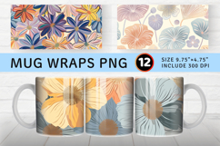 Funky Pastel Flowers Mug Wrap Sublimation Designs Product Image 1