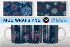 4th of July Fireworks Mug Wrap Sublimation Designs Product Image 1