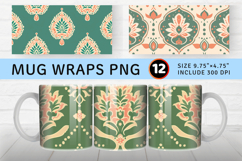 Green and Peach Indian Mug Wrap Sublimation Designs Product Image 1