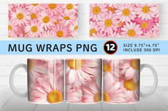 Pink Daisy Flowers Mug Wrap Sublimation Designs Product Image 1