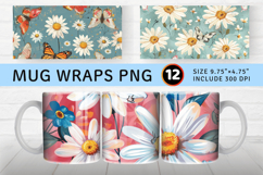 Whimsical Daisy Butterfly Mug Wrap Sublimation Designs Product Image 1
