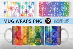 Rainbow Dandelions Mug Wrap Sublimation Designs Product Image 1