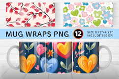 Spring Flowers Sweet Hearts Mug Wrap Sublimation Designs Product Image 1