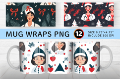 Merry Nurse Christmas Mug Wrap Sublimation Designs Product Image 1